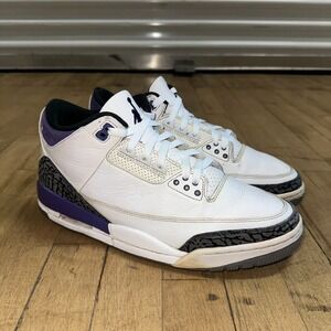 Air Jordan III Sneakers Men's Size 11 White Purple Low Top Lace Up Outdoor